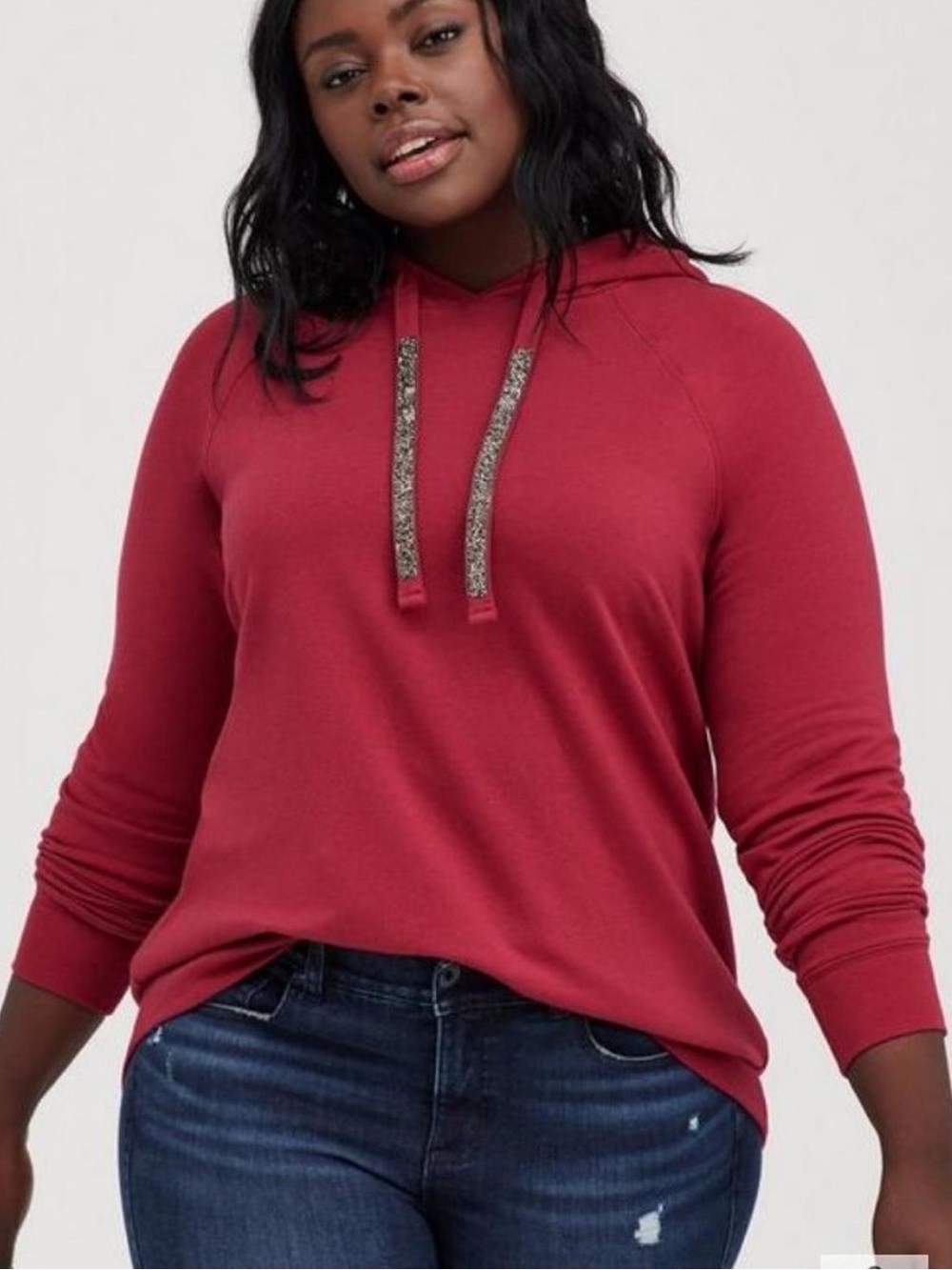 Torrid Ultra Soft Fleece Hoodie with Druzy Stone Drawstring